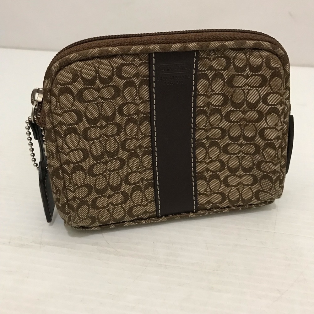 Coach Signature Canvas Small Travel Pouch in Brown